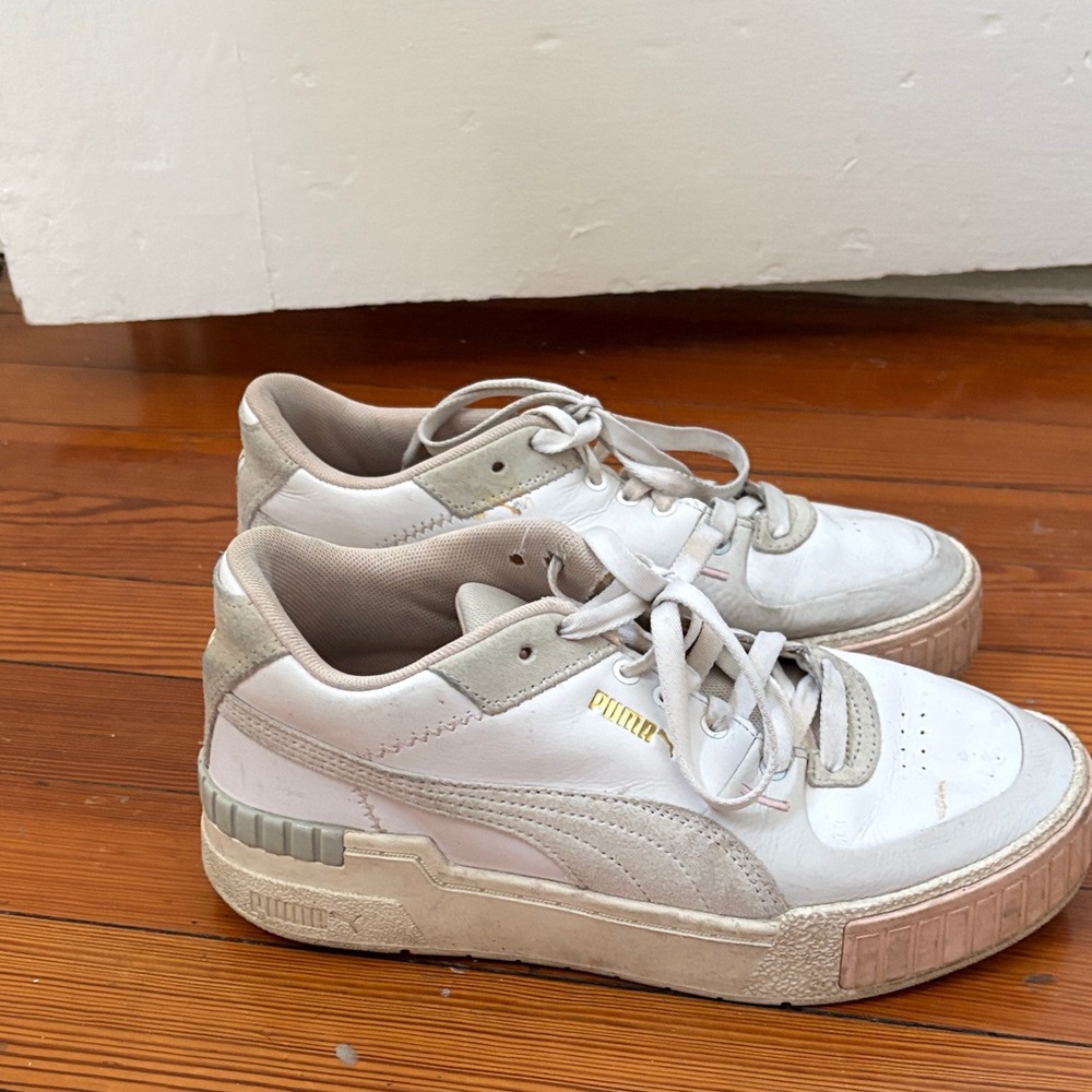 Puma White and Tan Sneakers